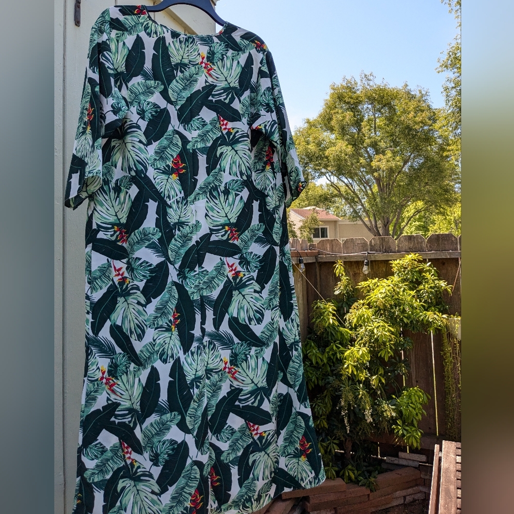 Tropical leaves Cover-up Duster Caftan - Picture 4 of 5